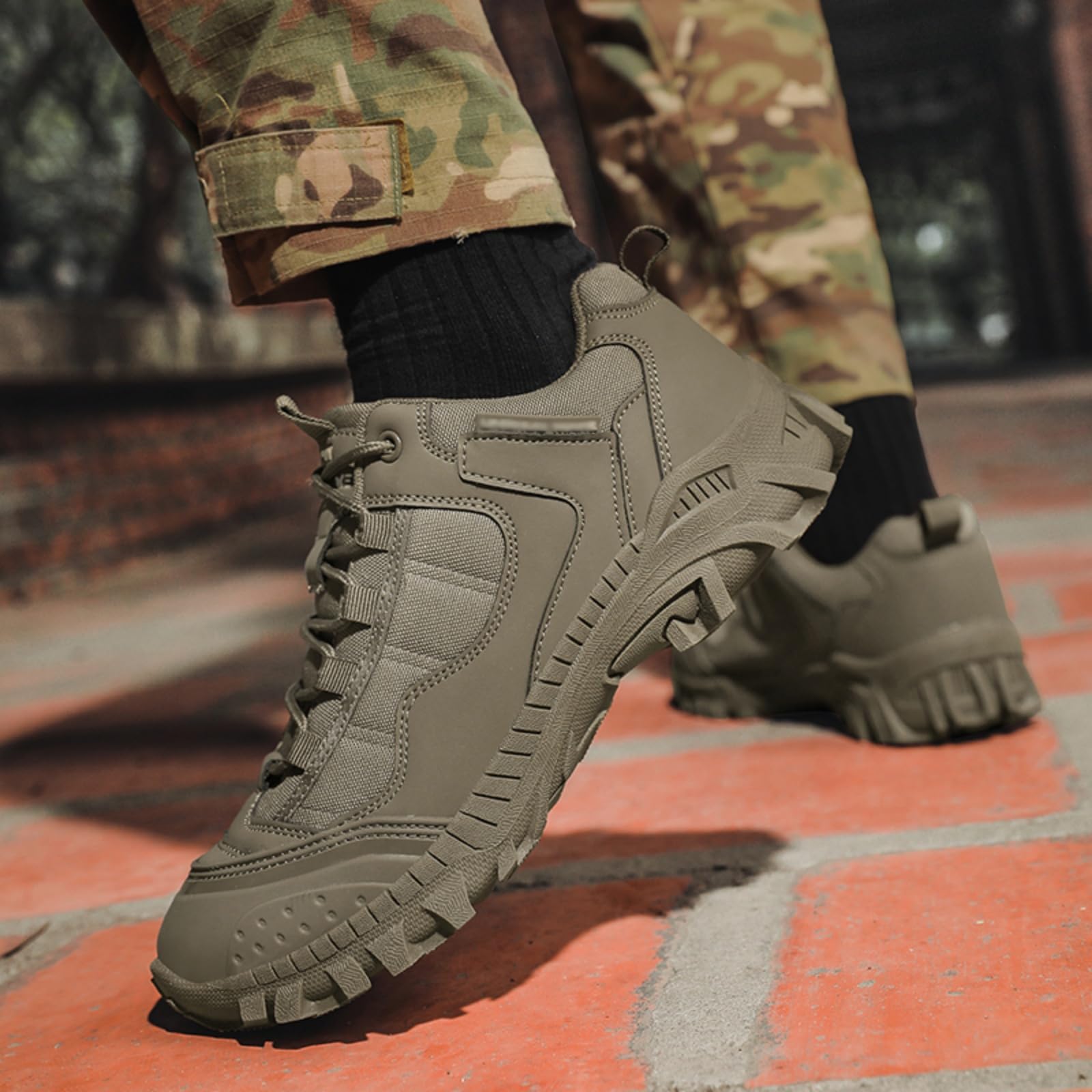 Wodoodporne buty trekkingowe męskie lekkie buty wojskowe | Antypoślizgowa gumowa podeszwa, Niskie, sznurowane buty trekkingowe, Do biegania w terenie i na kemping
