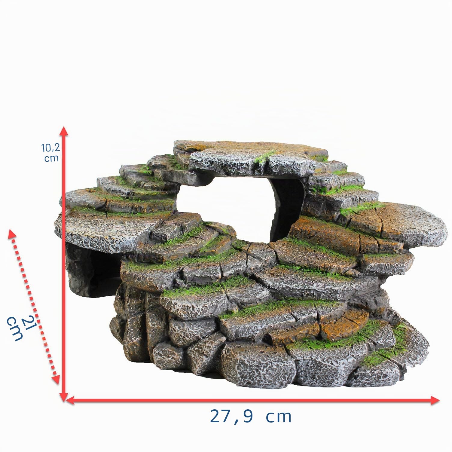 Penn-PLAX Reptology - Rebord de schiste et cachette en Grotte - Résine décorative pour Aquariums et terrariums - Idéal pour Les Reptiles, Les Amphibiens et Les Poissons - Taille L