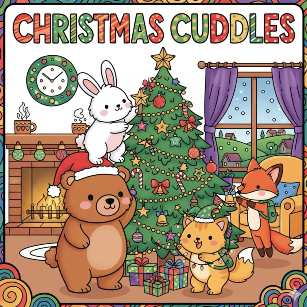 Christmas Cuddles: Ein niedliches, gemütliches Ausmalbuch für Erwachsene und Jugendliche mit herzerwärmenden Tierfiguren zur Entspannung (Kawaii Coloring Books)