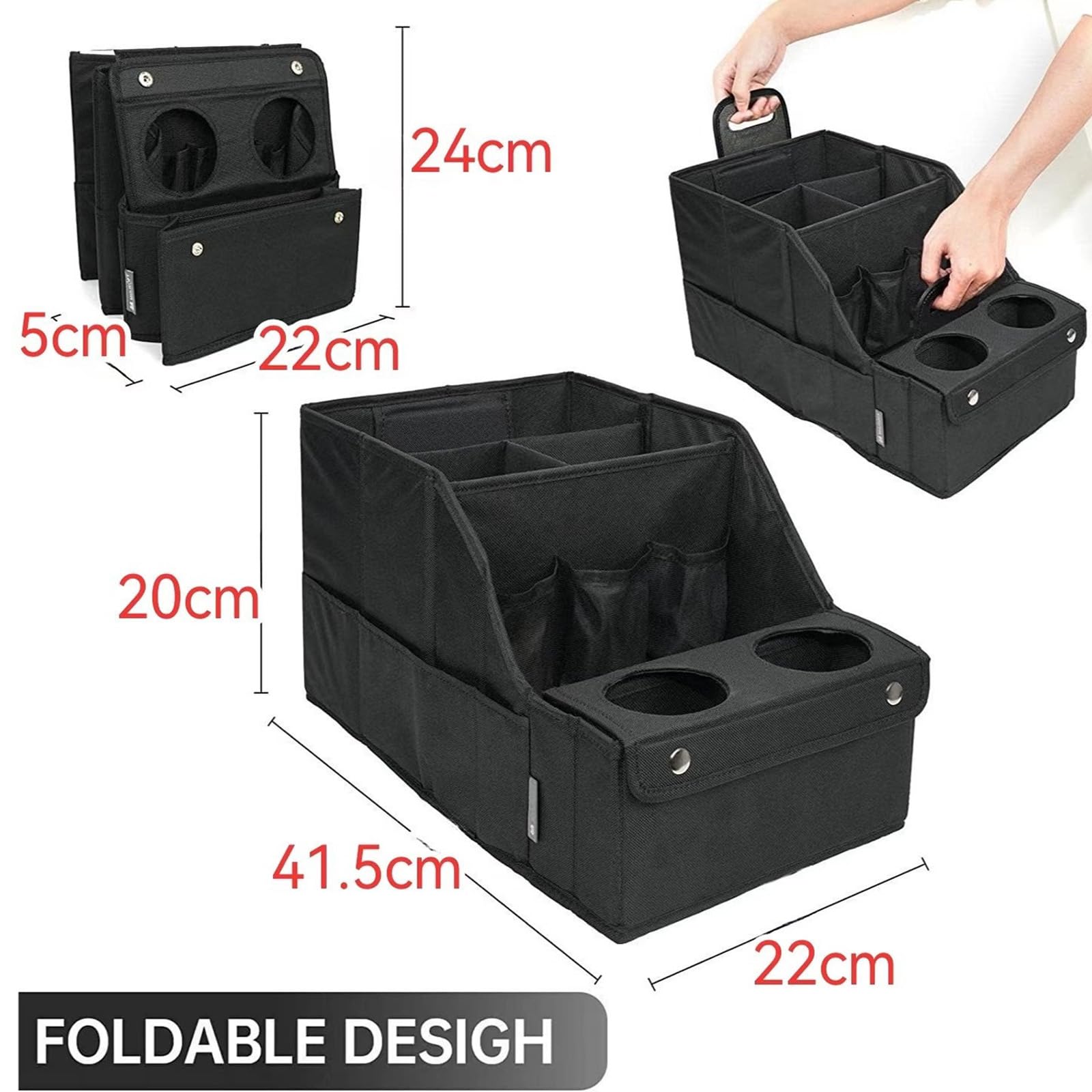 Organizzatori per auto da viaggio su strada con doppia fessura per bevande 4 sezioni di archiviazione per accessori da viaggio per la famiglia supporto di stoccaggio posteriore del sedile organizer