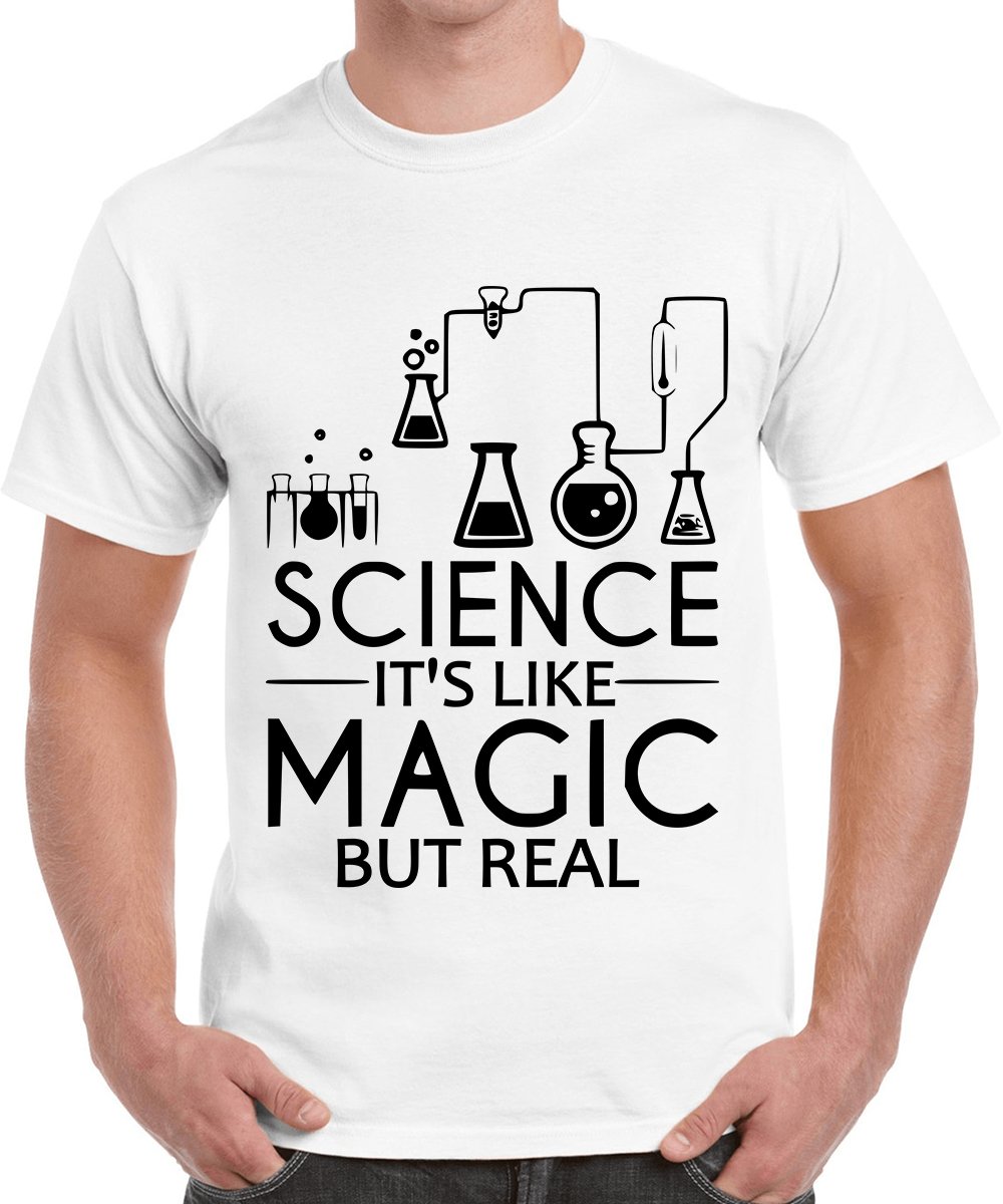 Men's Cotton Printed T-Shirt -Science It's Like Magic | 100% Cotton | Half Sleeves | Regular Fit | Printed | Round Neck | Graphic T Shirt