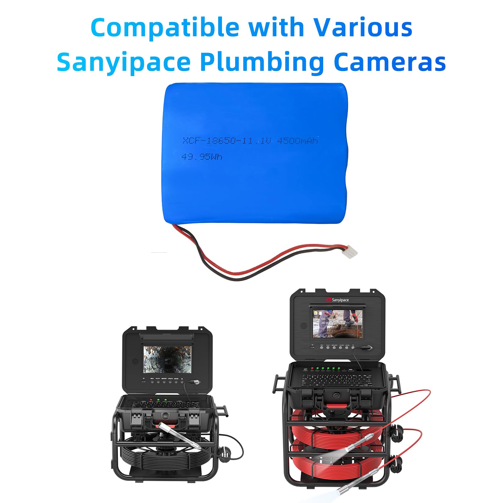 Sanyipace Batteria di ricambio per telecamera di ispezione F5100DJKABTX