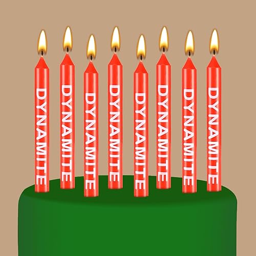 12 velas de cumpleaños con temática de dinamita para decoración de pasteles, videojuegos, fiesta, graduación, celebración y uso diario