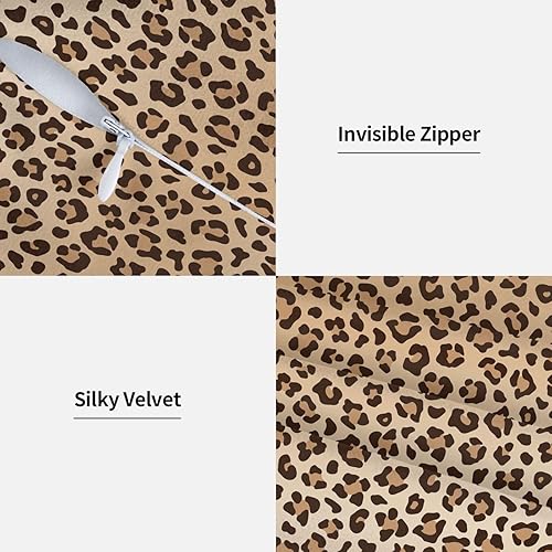 Miniatura 4 de Juego de 2 fundas de almohada con estampado de leopardo, fundas de almohada decorativas con textura de piel de animal, fundas de cojín suaves para