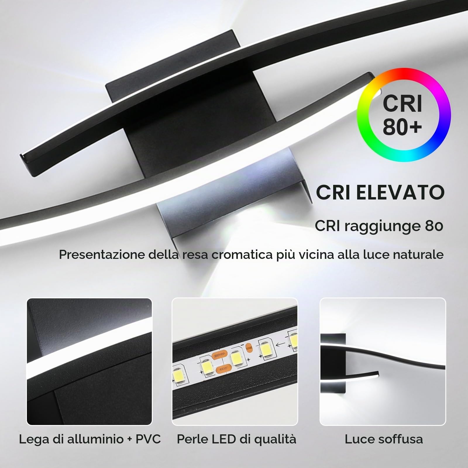 89CM Applique da Parete Interno LED Lunga Lampada da Parete 6500K | 27W 3035LM Moderno Lunga Lampada a Muro in Alluminio per Camera da Letto Soggiorno Scale Corridoio, Bianco Freddo 6500K