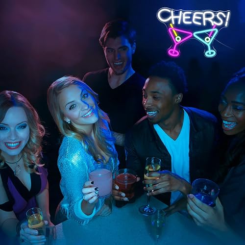 Miniatura 5 de Letrero de neón con texto en inglés "Cheers", para decoración de pared, alimentación por USB, sala de estar, sala de juegos, dormitorio,