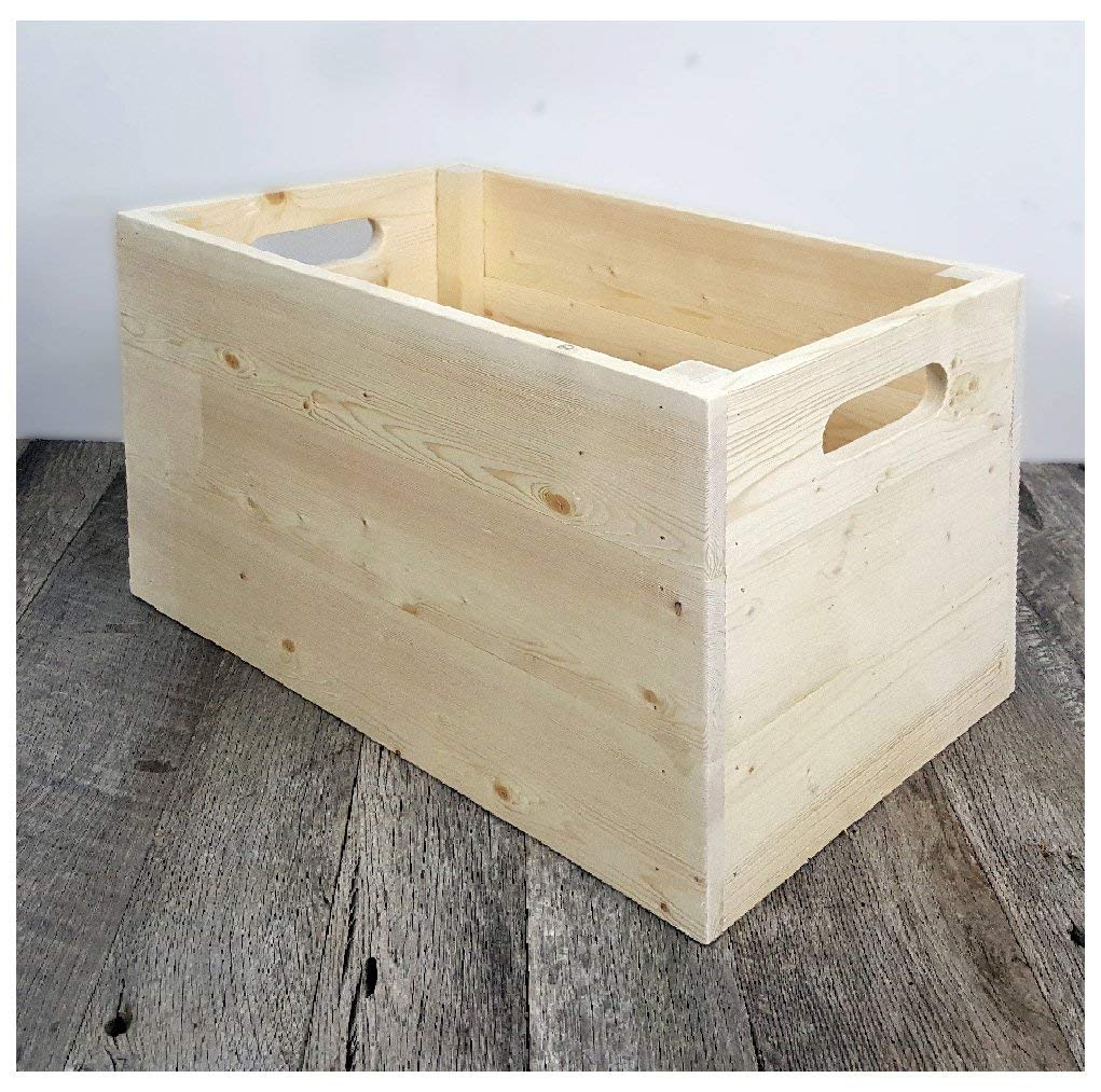 Unfinished Wooden Storage Box with Handles 14" x 14" x 18" LP Vinyl Record Storage