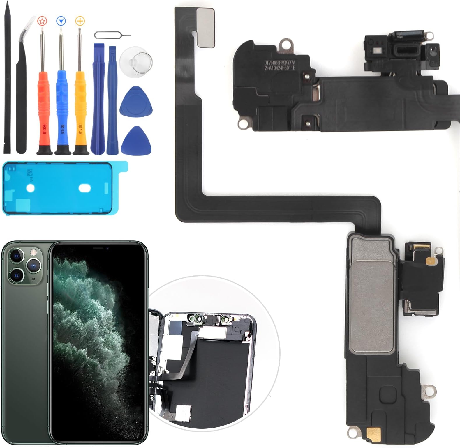 YWLRONG Earpiece Speaker for iPhone 11 Pro Max Ear Speaker Replacement with Light Proximity Sensor Flex Cable Assembly with Repair Tools