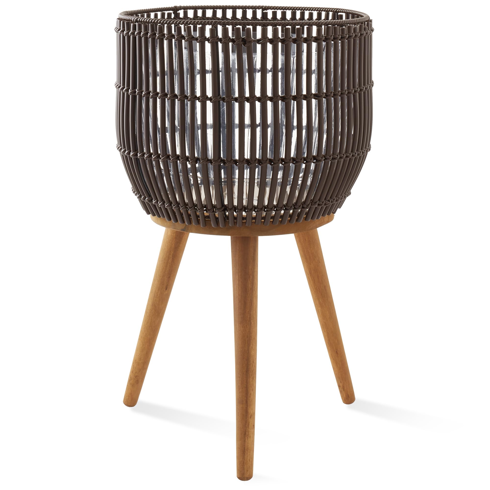 Casafield Indoor Planter with Stand, Dark Brown Rattan