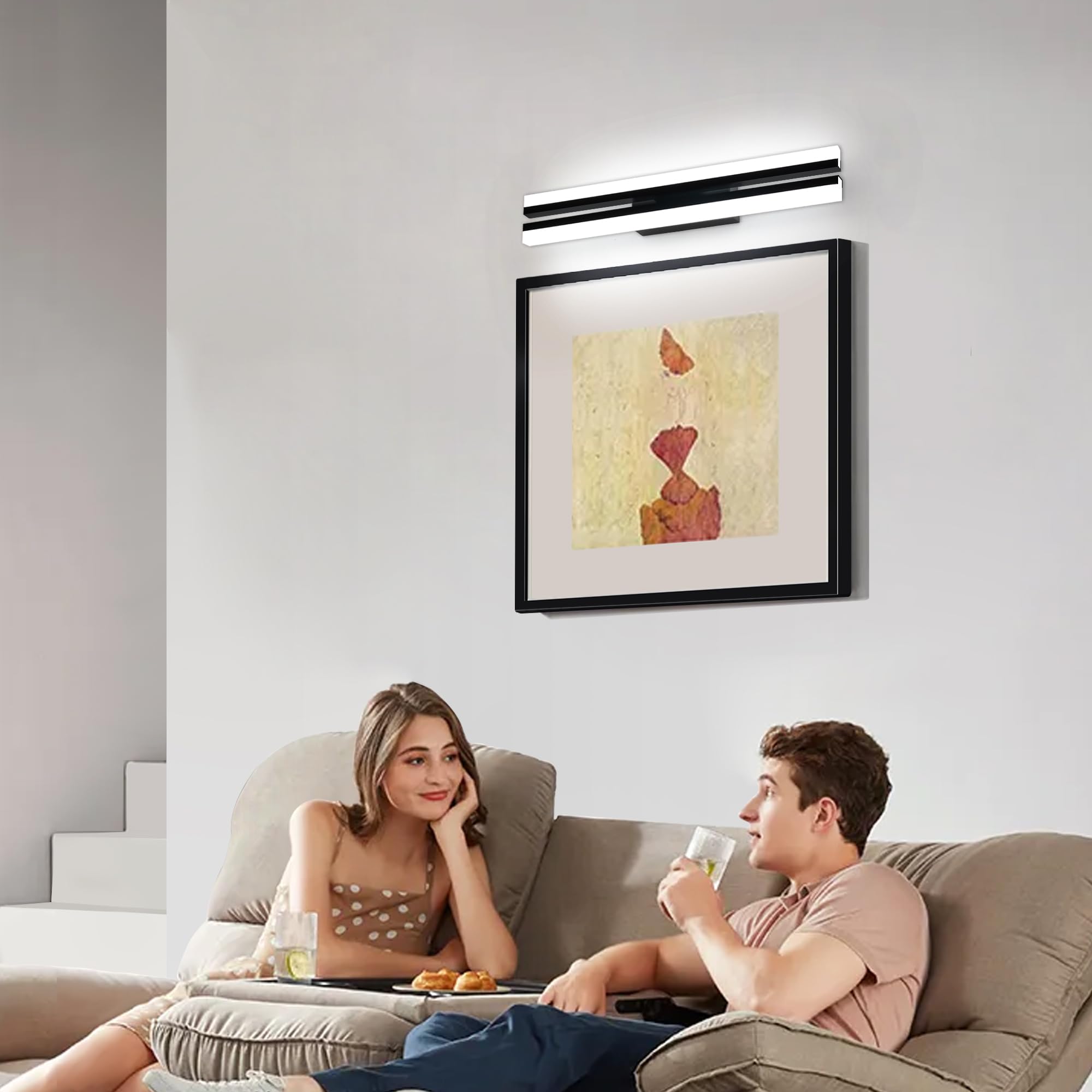 40cm super brillante luces del espejo del baño, 12W LED luces de la pared de la tabla de lavado, luces de la pared del cuadro de la sala de estar, 6000K negro mate IP44
