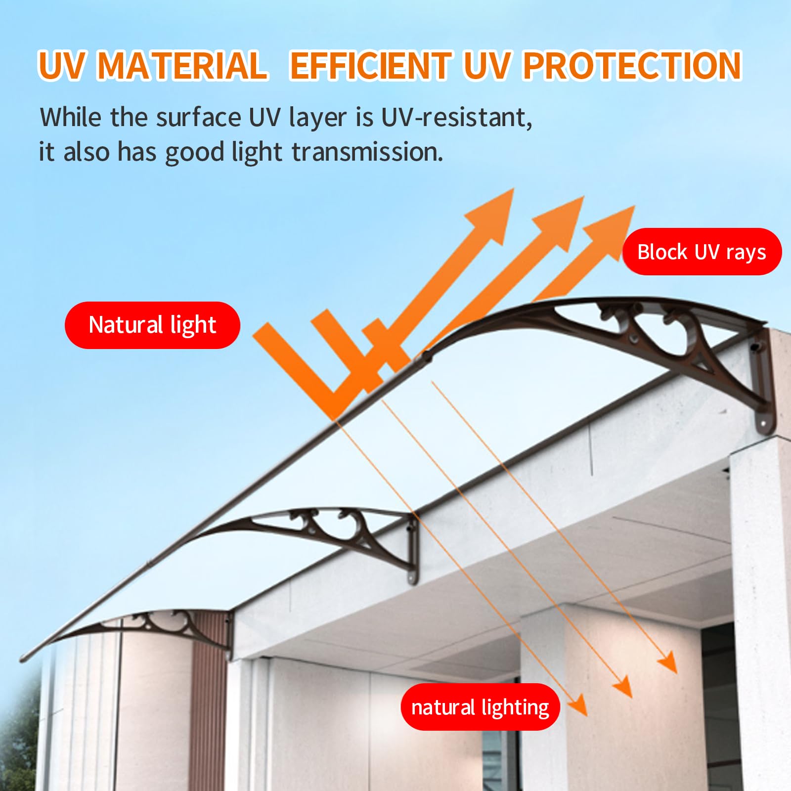 Baldacchino in alluminio per porte esterne protezione UV pioggia e neve durevole copertura per patio C 80 x 90 cm (31 "x35") ideale per case e aziende