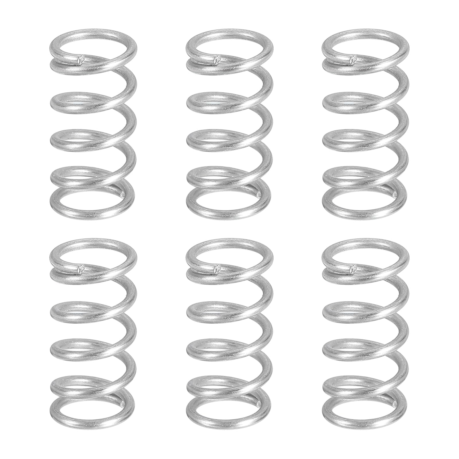 sourcing map 6Pcs Compression Springs, 1.2mm Wire Diameter x 10mm OD x 20mm Length 304 Stainless Steel Extension Spring Ballpoint Pen Pressure Springs for Shop Home Repairs, Silver