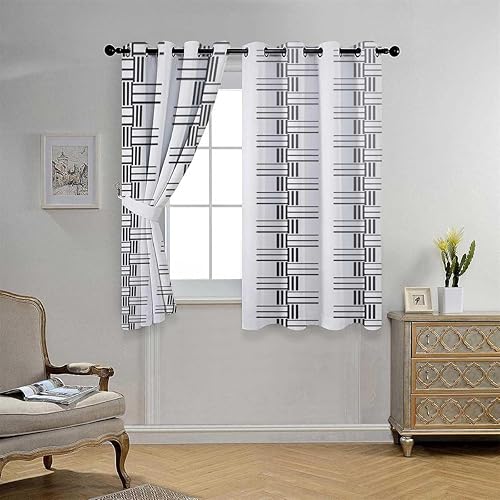 Room Cooling Curtains Light Color Geometry Lattice Line Modern Closet Curtains for Bedroom Closet Door Cortinas para Ventanas De Cuarto 72Inch Width