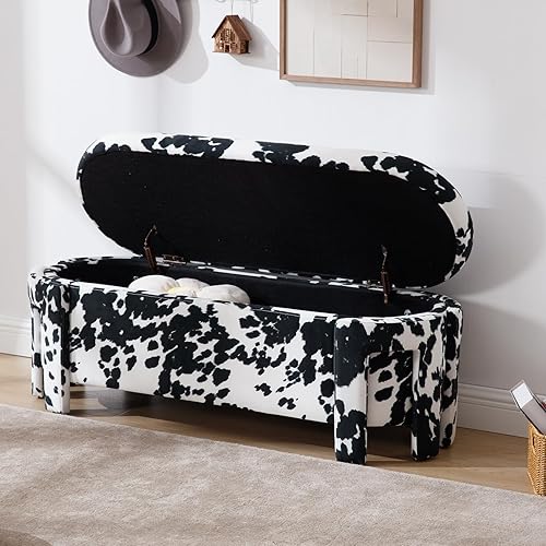 Miniatura 6 de Kmax Banco otomano de almacenamiento de 50 pulgadas, moderno banco de entrada de terciopelo, cómodo banco tapizado para el extremo de la cama, para