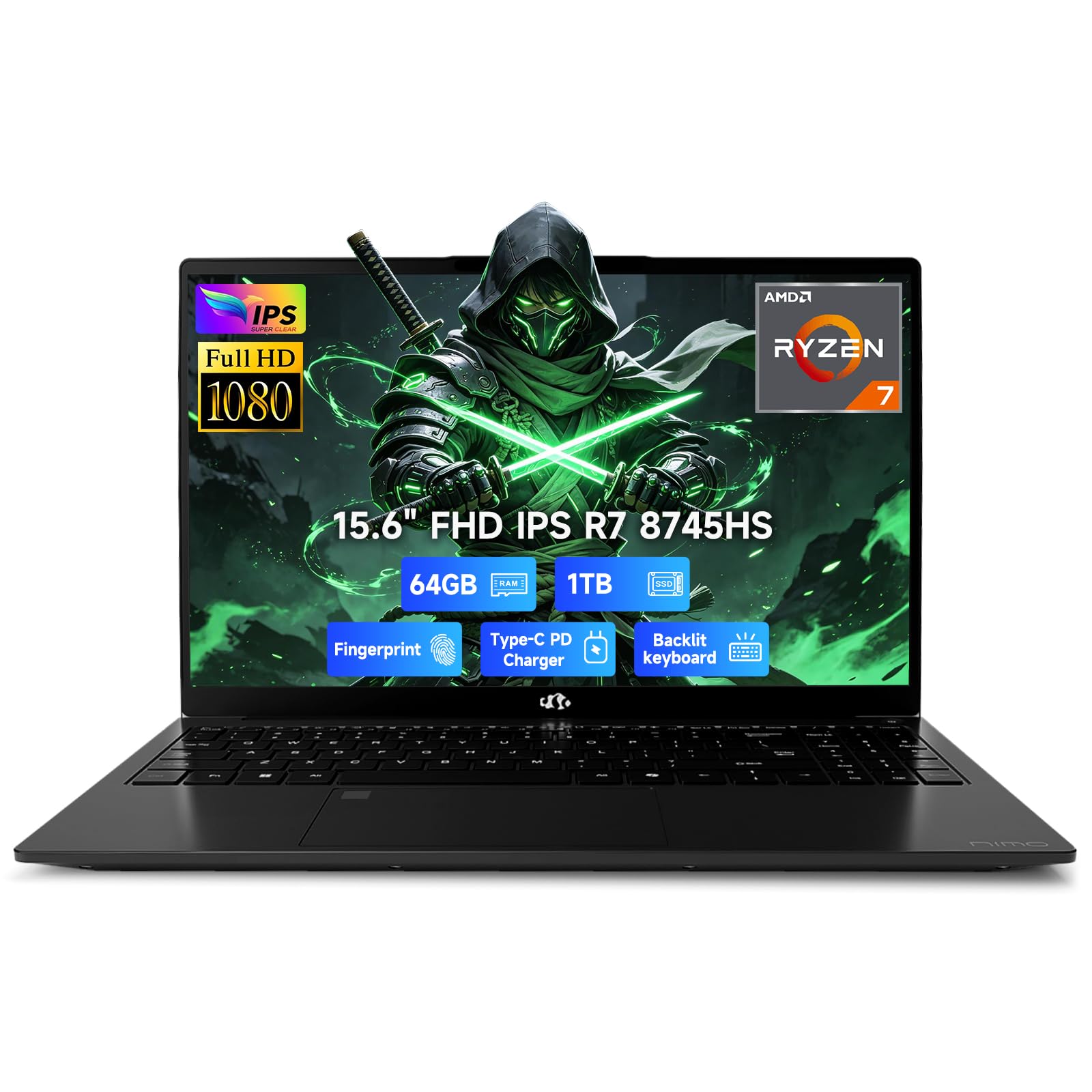 15.6" AI Laptop | 2026-2027 AMD Ryzen 7 8745HS 64GB DDR5 5600MHz 1TB SSD