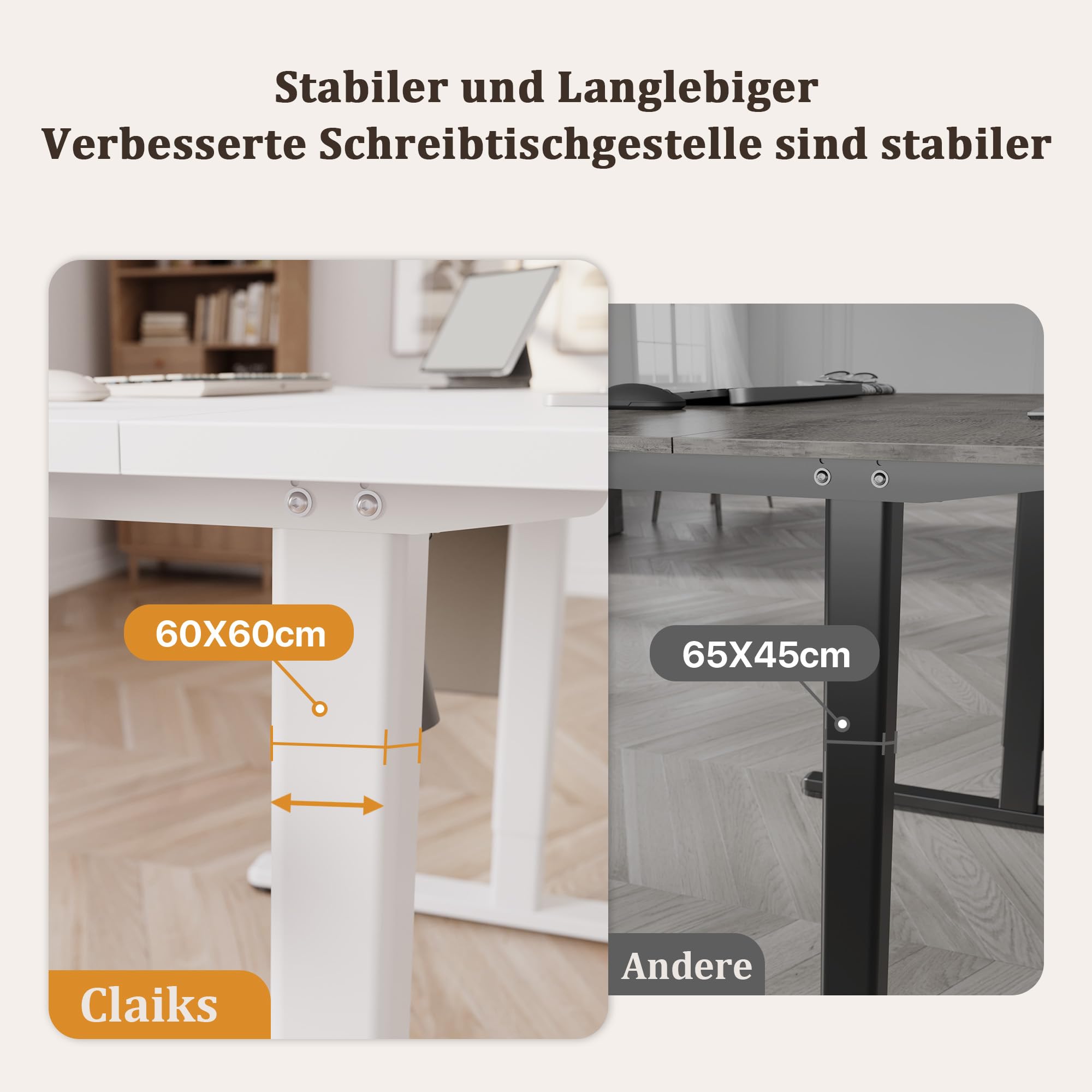 Claiks Höhenverstellbarer Schreibtisch 120x60cm mit Schublade, 80kg Tragkraft Elektrisch Schreibtisch Höhenverstellbar mit 3-Funktions-Memory und 2 Kopfhörerhaken, Standing Desk with Drawer, Weiß