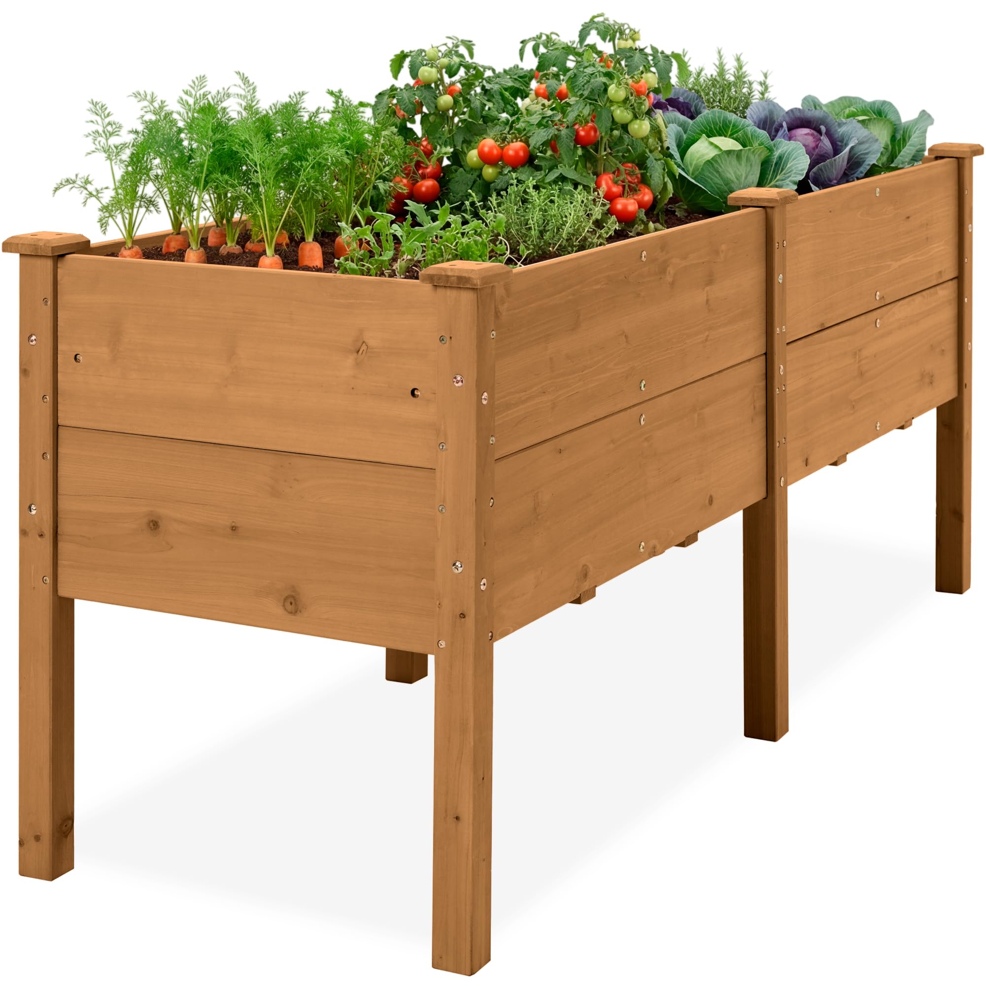Best Choice Products 72" x 24" x 30" Raised Garden Bed with Extra Deep 16" Depth, Elevated Wood Planter Box Stand for Backyard, Patio, Balcony, Natural Fir Wood - Acorn Brown