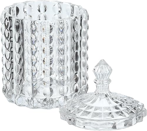 Miniatura 3 de Tarro decorativo para dulces de mariposa para el hogar, recipiente de almacenamiento de bufé de dulces, tarro facetado de diamante de cristal