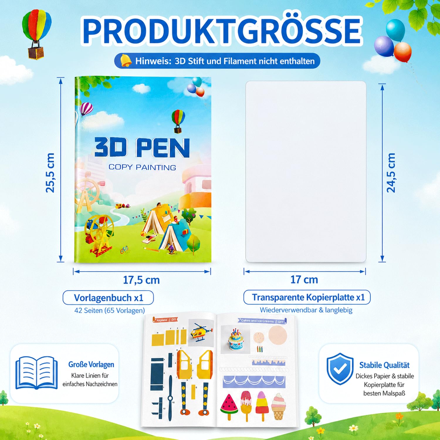 LEMONSTONE Książka rysunkowa do druku 3D, szablony długopisów 3D, 65 wzorów z płytką | Wielokrotnego użytku szablony do pisania 3D, szablony do pisania 3D dla dzieci, kreatywny prezent dla dziewcząt i chłopców