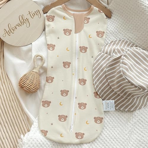 Miniatura 7 de Manta para bebé de 0 a 2 meses, saco de dormir de algodón con cremallera y brazos, mantas para recién nacidos y niños (animal, luna de estrellas,