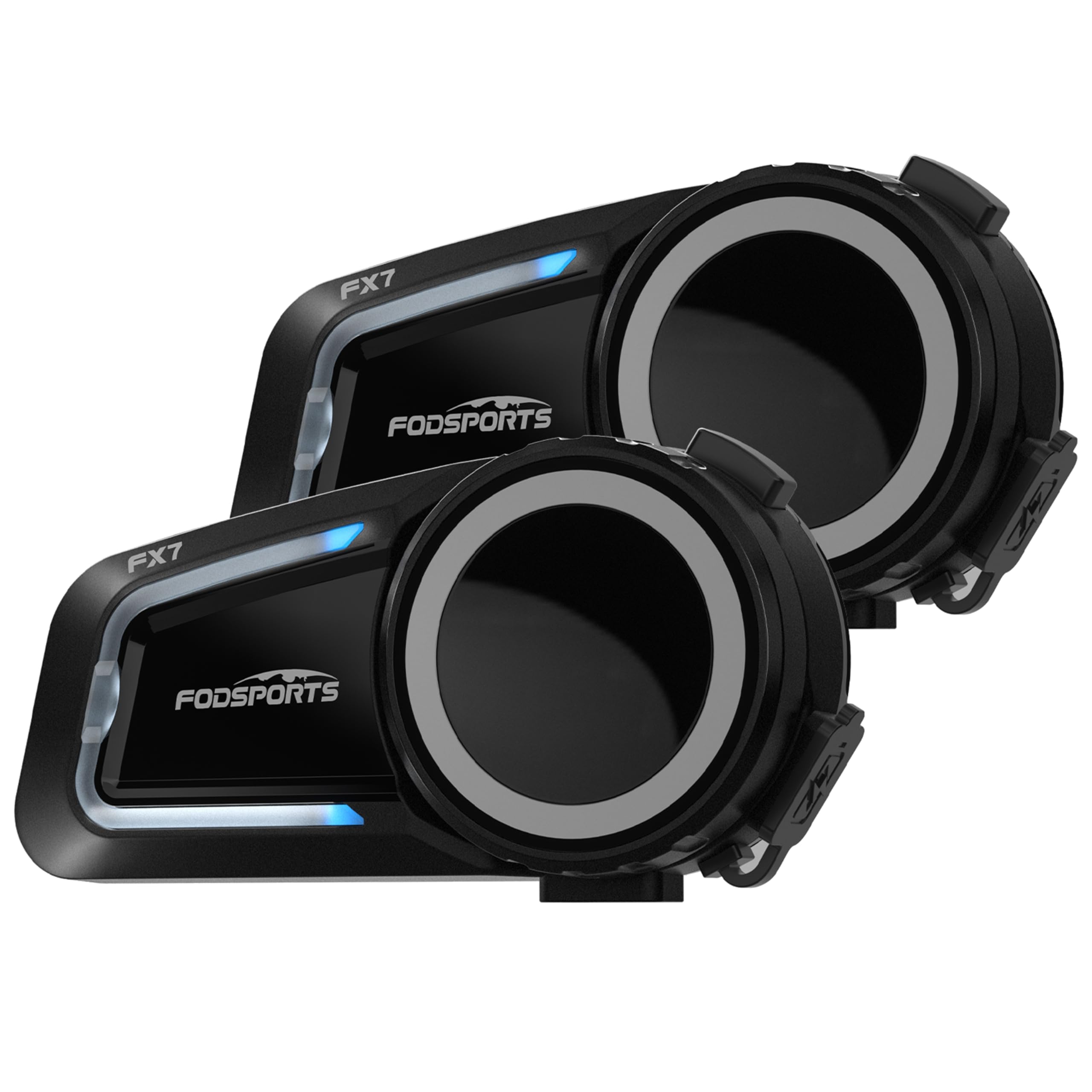 Fodsports FX7 Interfono Moto Coppia, Interfono Mesh da 2000 M per 10 Motociclisti, Auricolari per Casco con Dual V5.4 Bluetooth Chip, Auricolare Casco Moto con Condivisione Musicale, Radio FM, 2 Pezzi