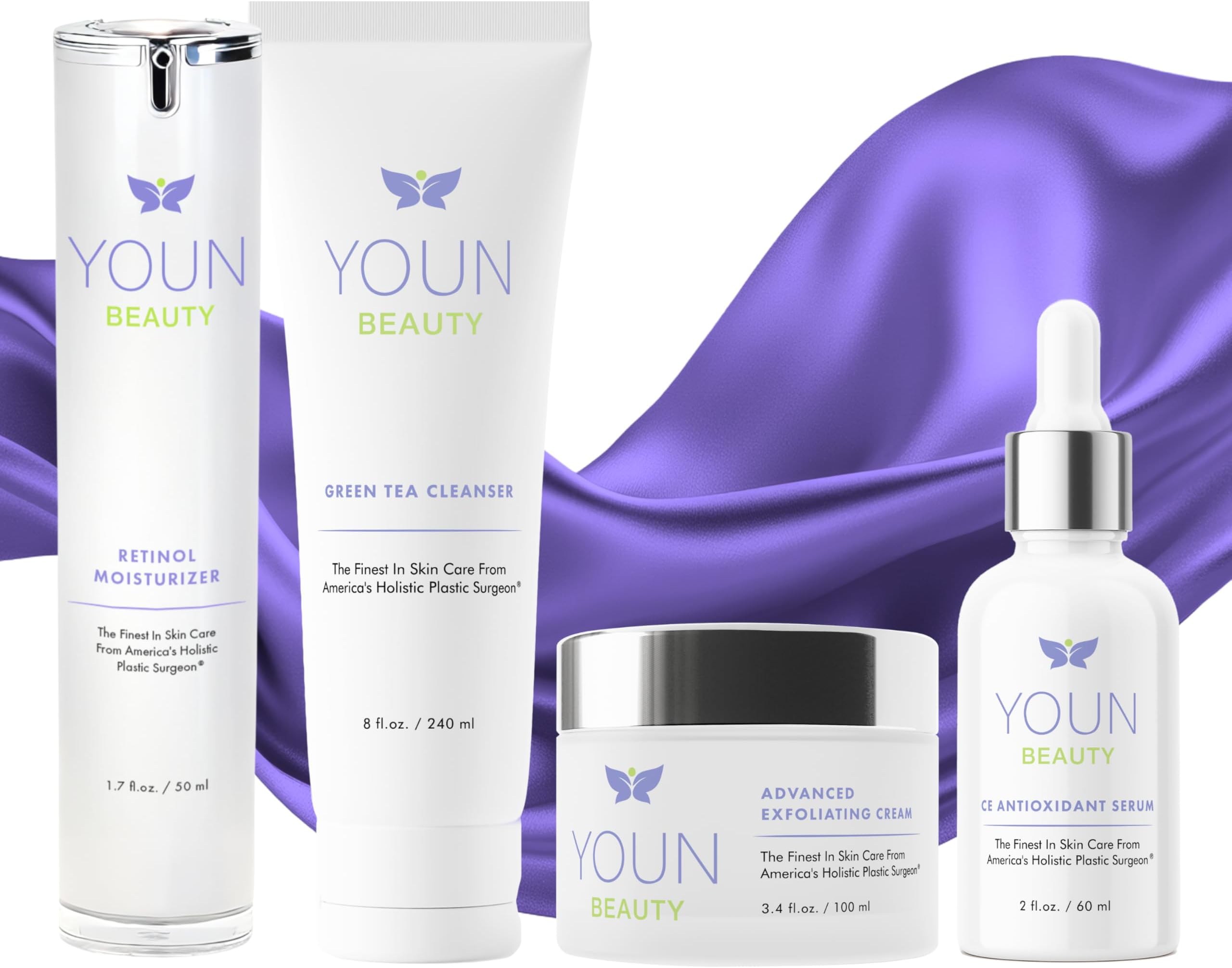 2 Minutes 5 Years Younger Skin Care System by Dr. Anthony Youn – Anti-Aging Skincare Set: Vitamin C Serum, Retinol Moisturizer, Green Tea Facial Cleanser & Wash-Off Exfoliating Cream