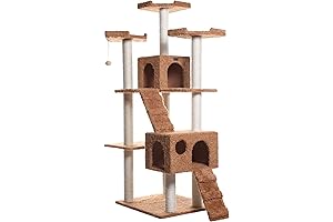 armarkat 74" Large Cat Tree with Real Wood Cat House