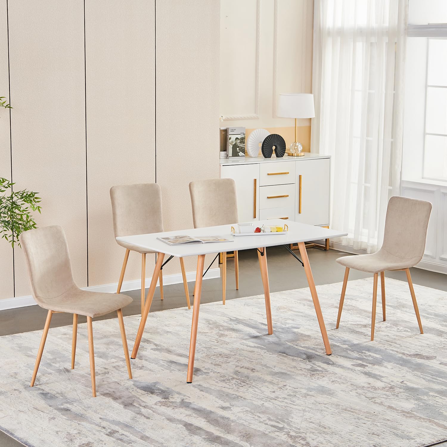 Chaise de salle à manger lot de 4 lin beige pour sublimer vos repas en cuisine