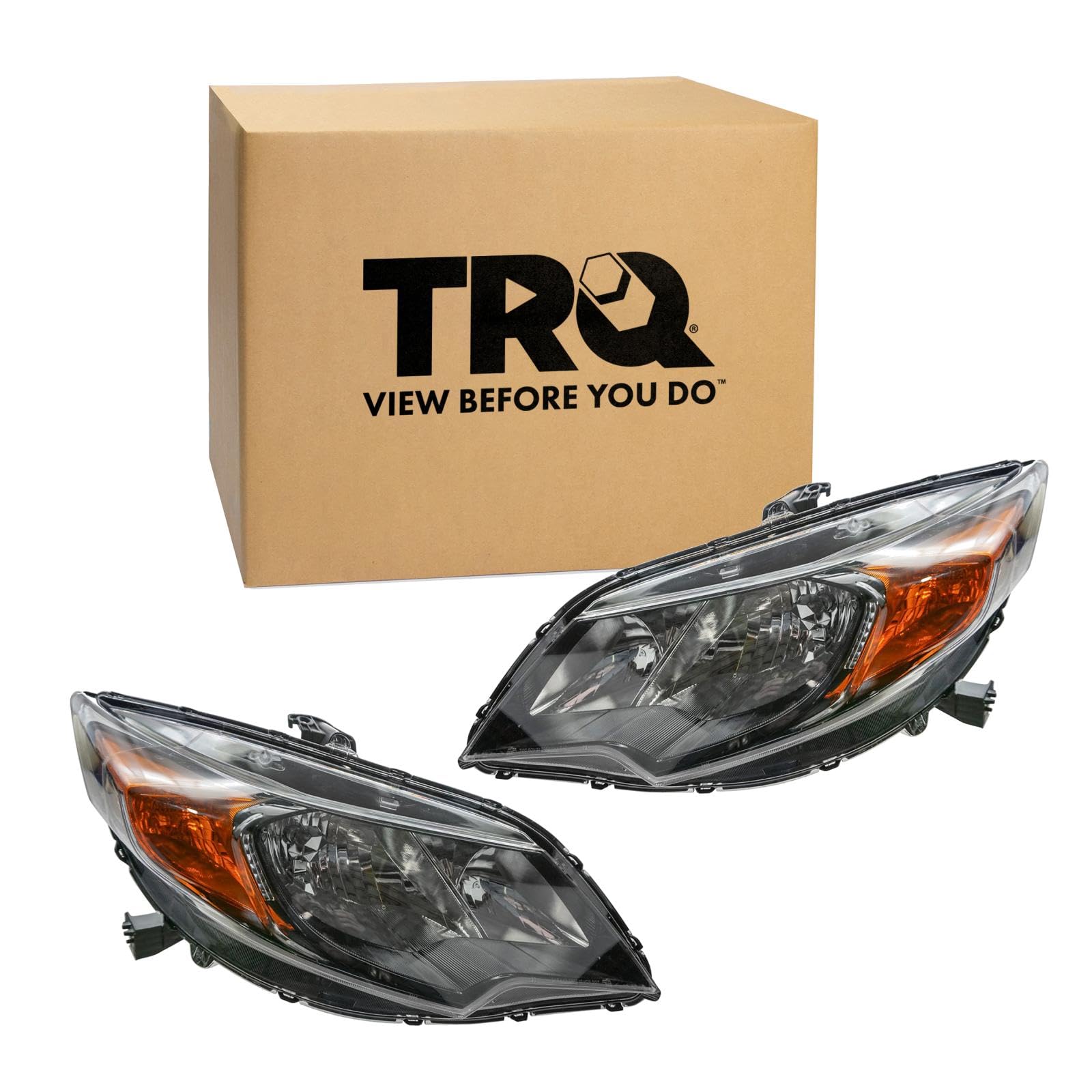 TRQ 2 Piece Headlight Assembly Set Driver &amp; Passenger Side Compatible with Honda Civic Coupe 2014-2015 HO2502163 HO2503163 33100TS8A51 33150TS8A51
