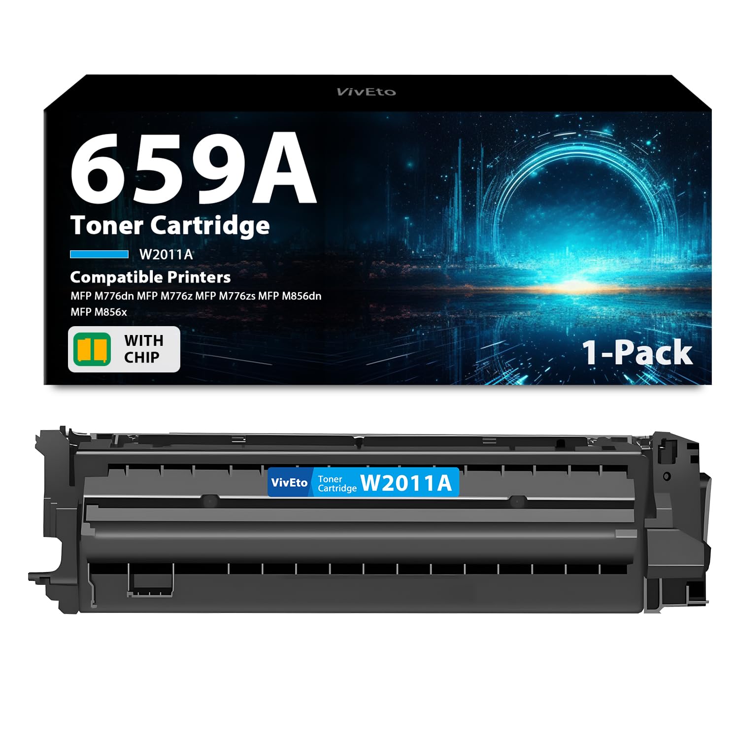 659A Toner Cartridge with Chip Replacement for HP 659A W2011A Toner Cartridge for Color Laser Enterprise MFP M776 M856x M856dn M776z M776dn Printers, 1 Pack 659A Toner Cyan