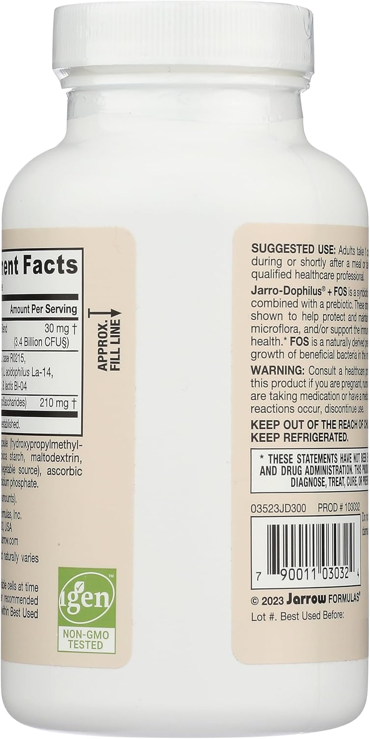 Jarrow Formulas, Dophilus Plus FOS Capsules, 300 Count