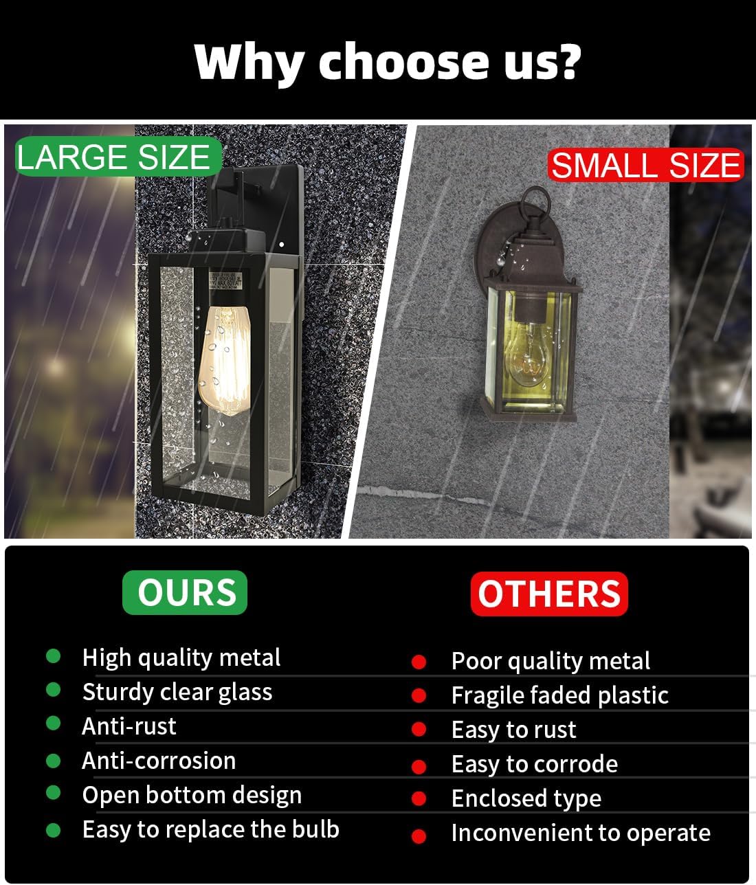 22" Large Black Outdoor Sconce, 22 Inch Outdoor Wall Lantern for House Exterior Wall Light for Garage Wall Sconce Extra Large Porch Light for House Outside, E26, 1 Pack