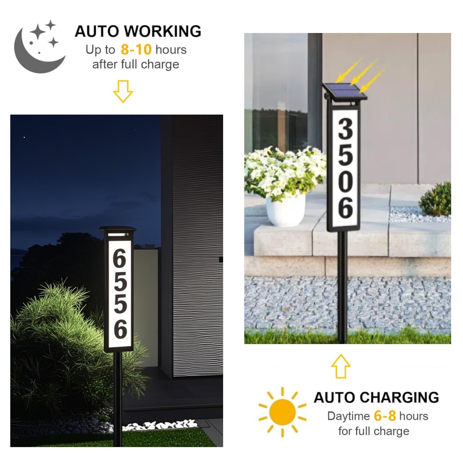 LED Solar Adressschild Beleuchtete Hausnummern Wasserdichte Outdoor Plaque