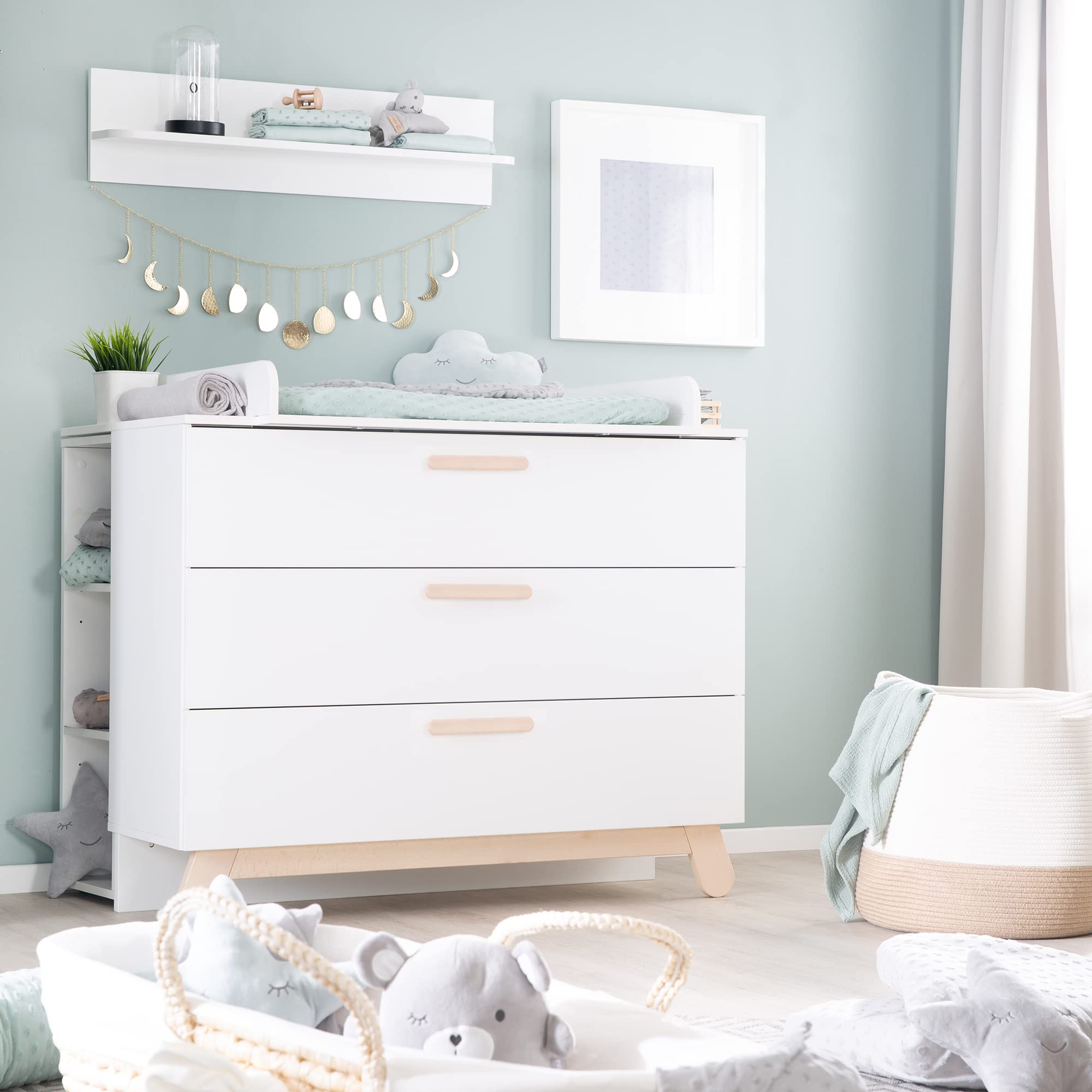 roba® Wandgarderobe im Dekor Artisan Eiche - moderne Optik, 5 Haken, 1 Ablage, für Baby
