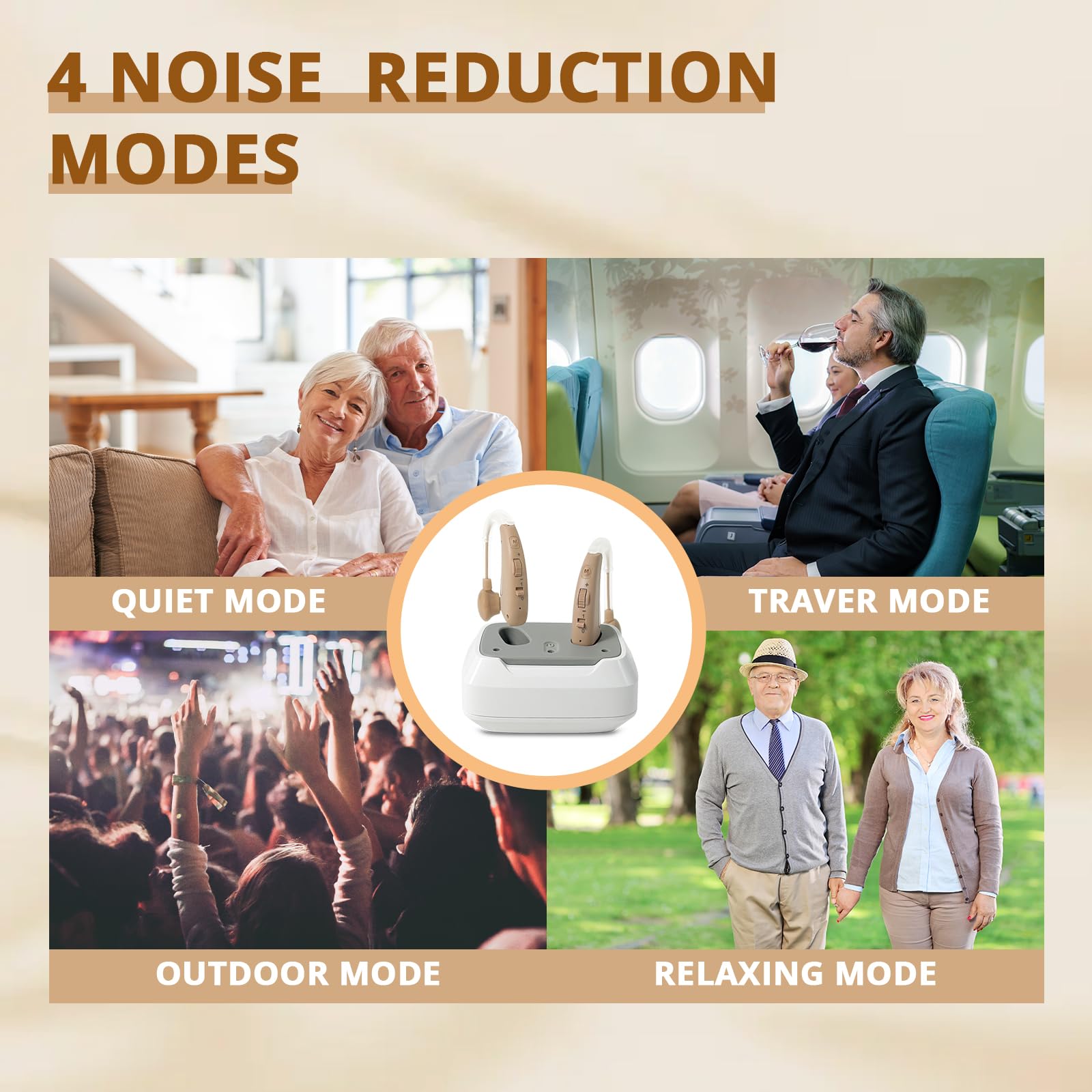 Dispositivo Sonoro ricaricabile per anziani e adulti, 4-EQ Modes Dispositivo Sonoro digitale con Noise Canceling e Controllo del Volume