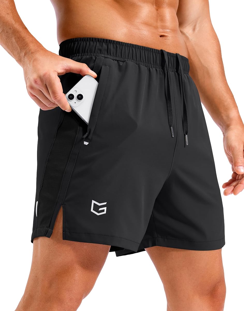 Men's Running Athletic Shorts 7"/9"/5" Zip Pockets Gym Workout Short