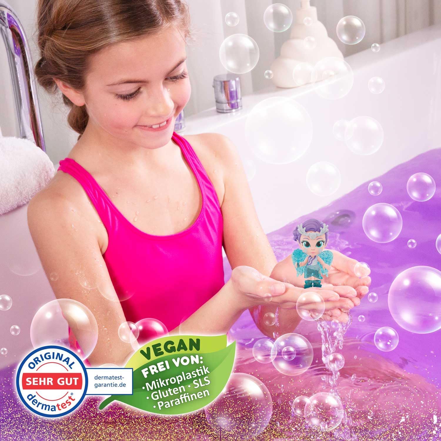 INKEE Surprise XXL Bomba do Kąpieli Fairy In My Pocket – Kule do Kąpieli dla Dzieci z Niespodzianką, Kula 180g z Figurką Wróżki do Kolekcjonowania – Aromat Żelków i Olejek z Nagietka – 1 Sztuka