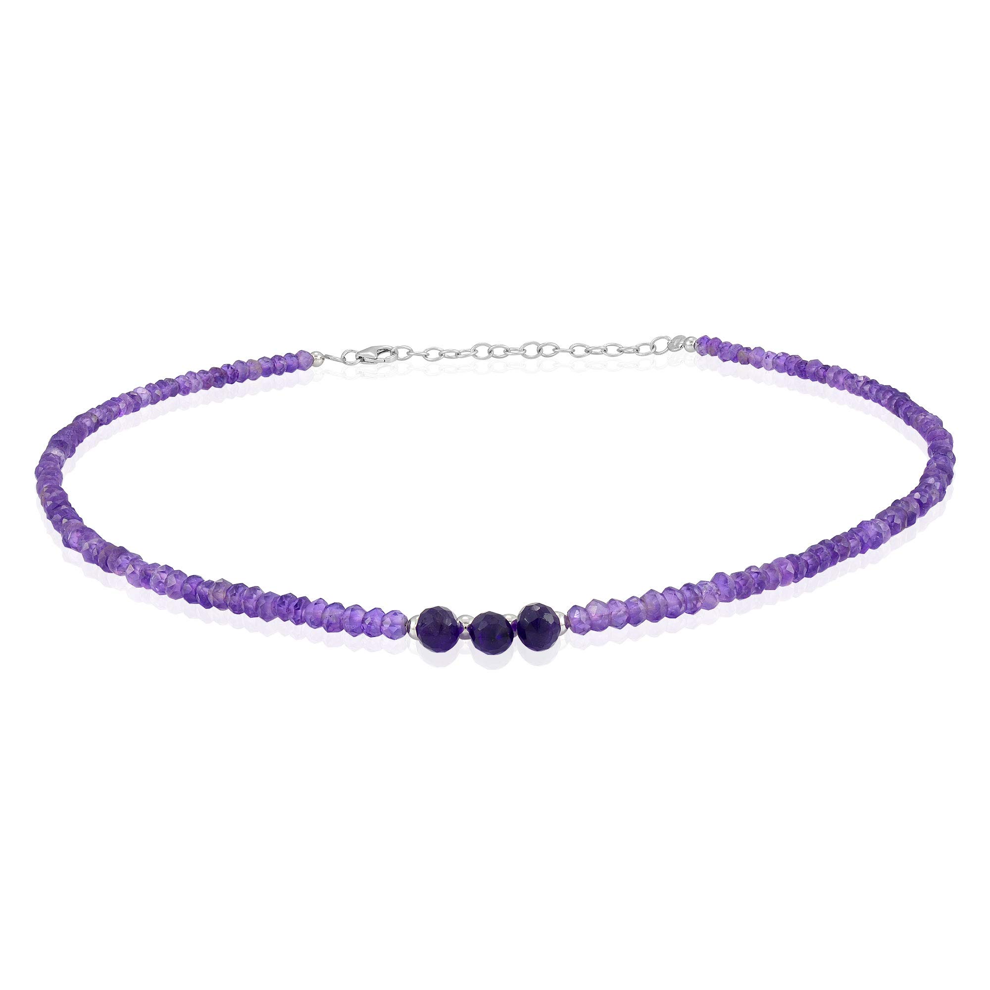 Collana Corta Ametista E Ag 925, Sfere Sfaccettate 10mm - Collane Corte A Sfere - Collane A - Foto 6