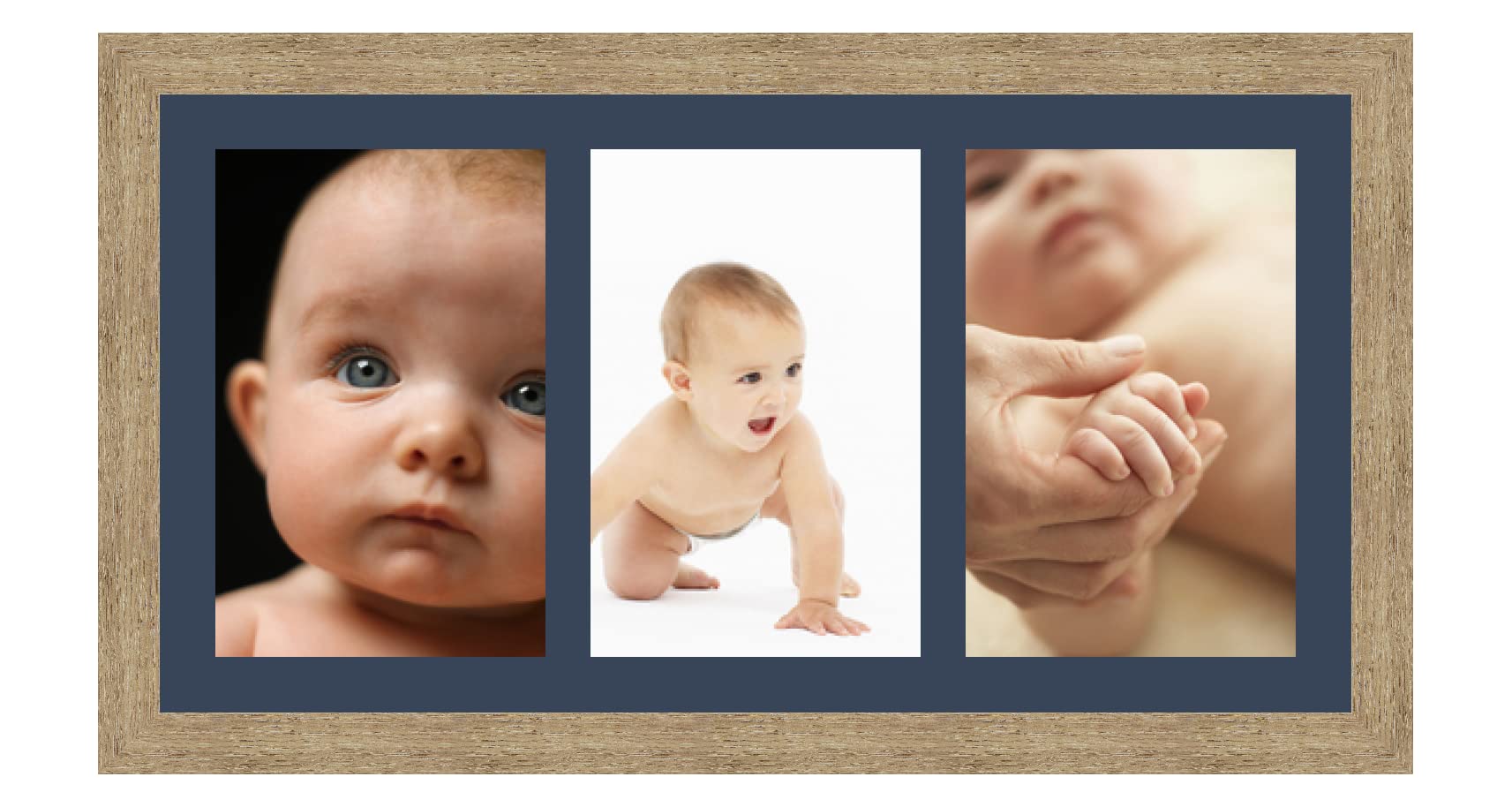 Cadre photo mural 70x35 cm d'exception avec passe-partout naturel beige