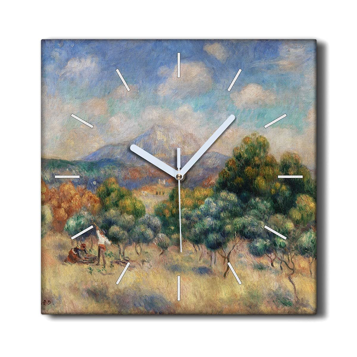 Horloge Murale sans tic-tac Toile Décoration 30x30cm Salon Coloray Paysage Montagne Forêt