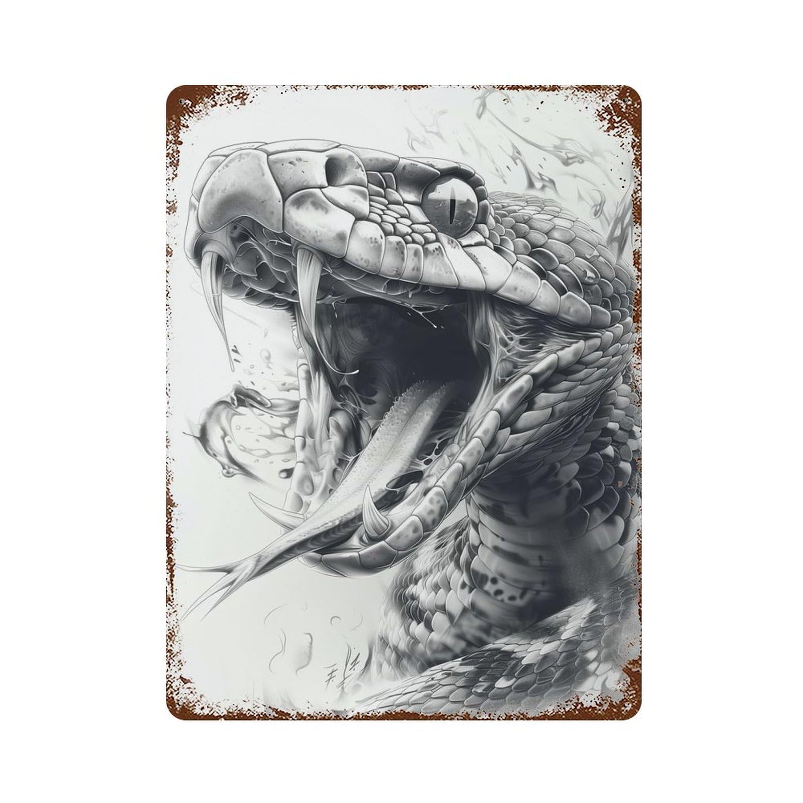 King Cobra Rusty Metal Tin Sign 15.7"x11.8", Rustic Home Decor for Living Room, Hallway And Home Decor