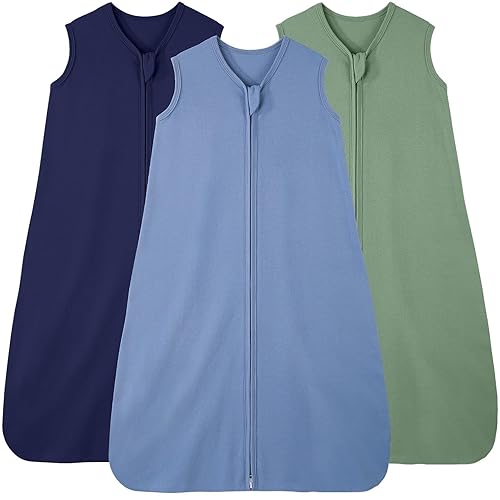 FIEMOL Saco de dormir para bebé de 18 a 24 meses, saco de dormir 100% algodón para recién nacido y bebé, paquete de 3 mantas para bebé, 0.5 tog
