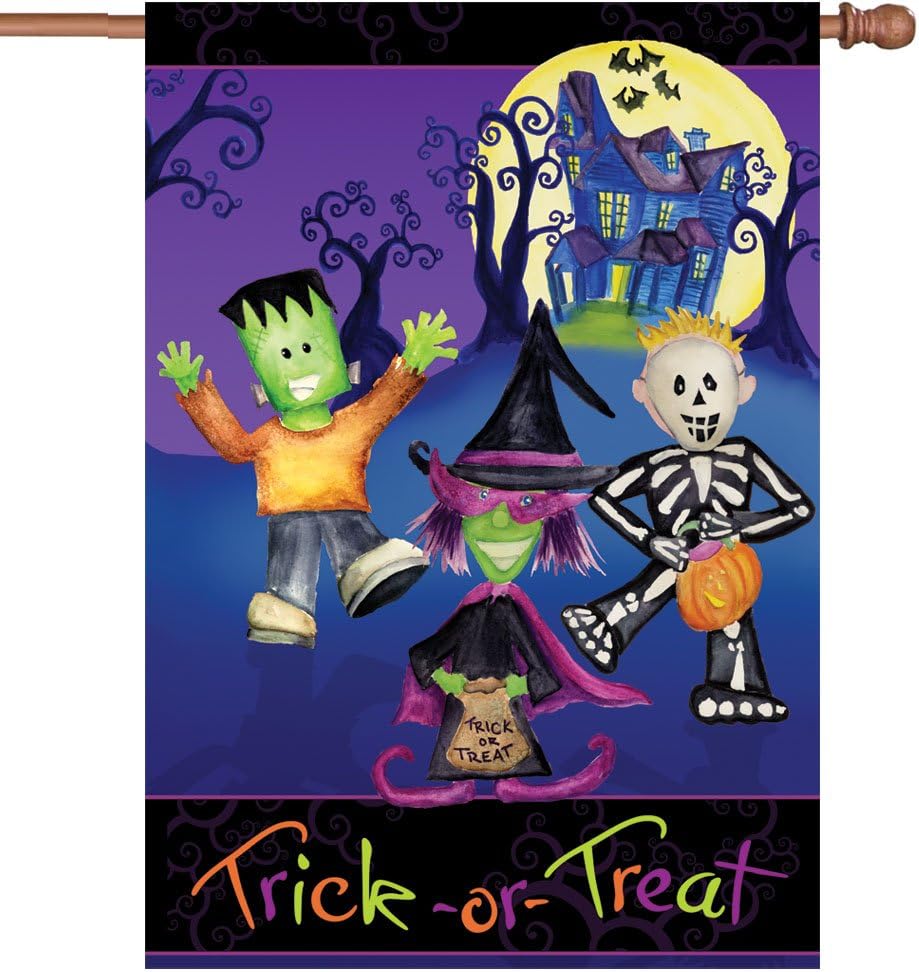 Premier Kites 52065 House Premier Soft Flag, Trick-or-Treaters, 28 by 40-Inch