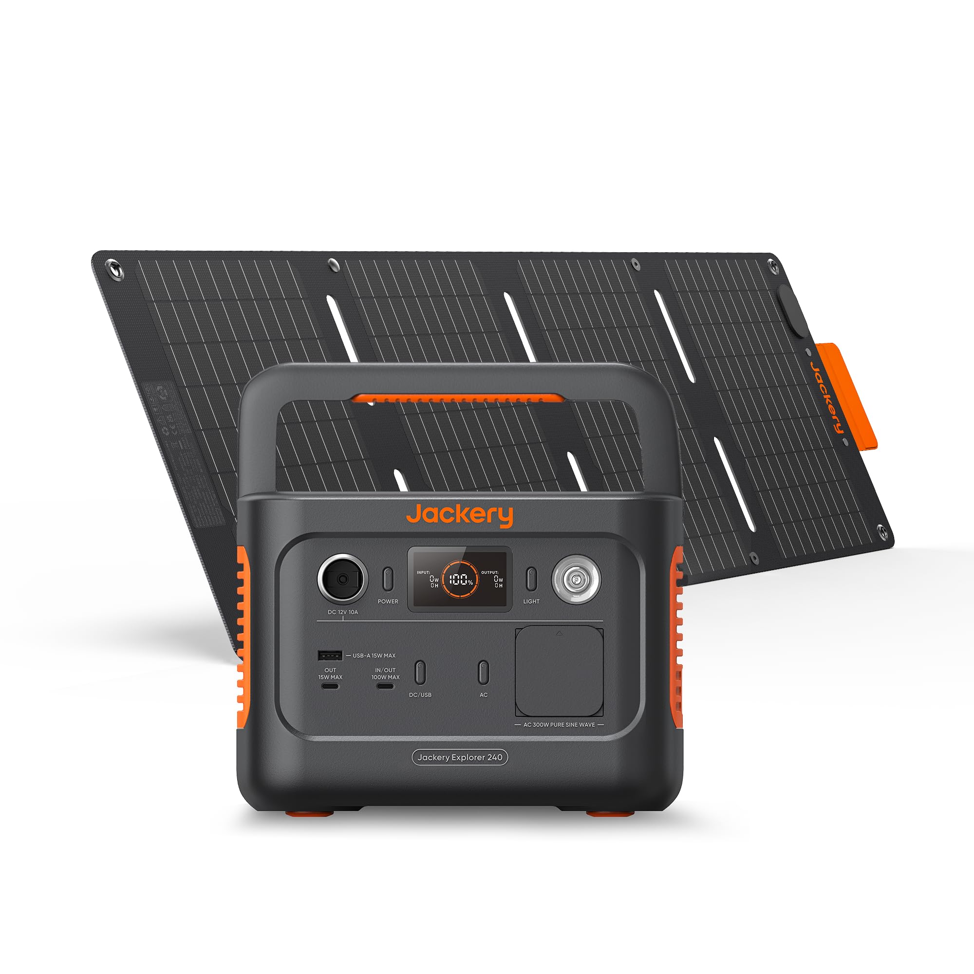 Jackery E240 v2 Tragbare Powerstation mit 40W Solarpanel | 256Wh LiFePO4-Solargenerator mit 300W AC und 100W USB-C für Laptop, Smartphone und mobiles Arbeiten