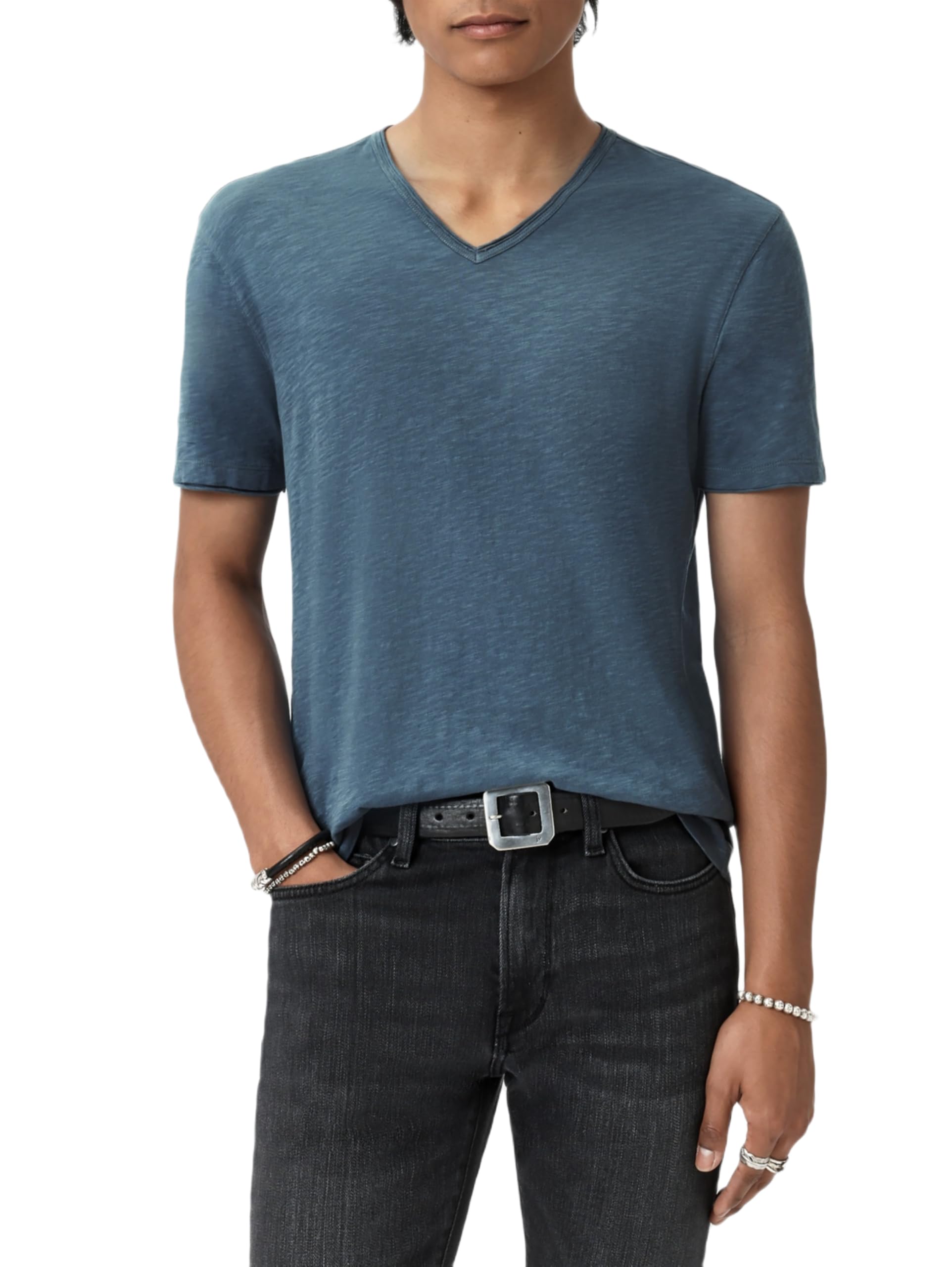 John Varvatos Men's Miles V-Neck, Titanium Blue, S