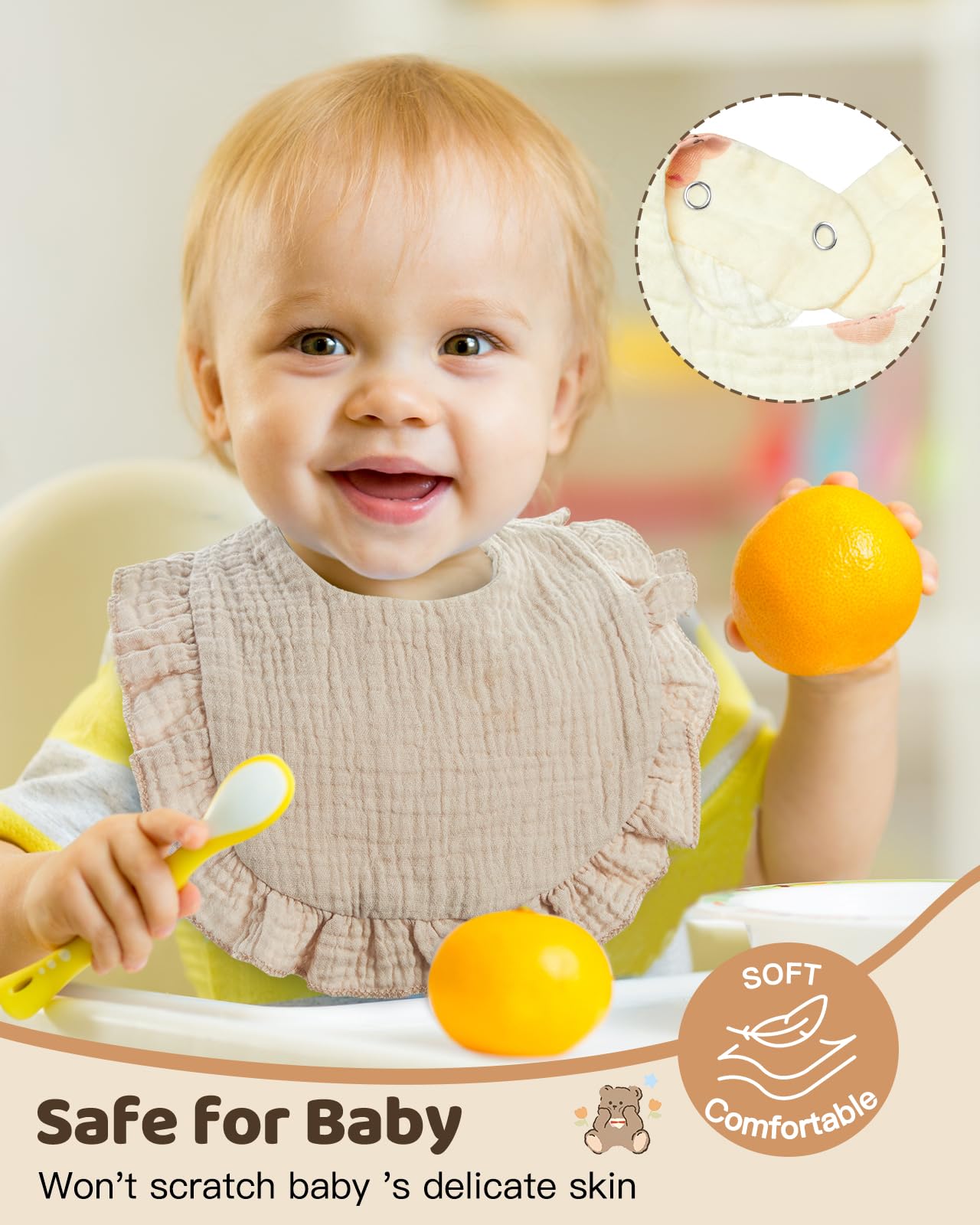 Lictin Bavaglini Neonato-Bavaglini Bambini,set di 8 bavaglini a bandana, 100% cotone, bavaglini morbidi per bambini, adatti per la dentizione dei bambini da 0 a 24 mesi