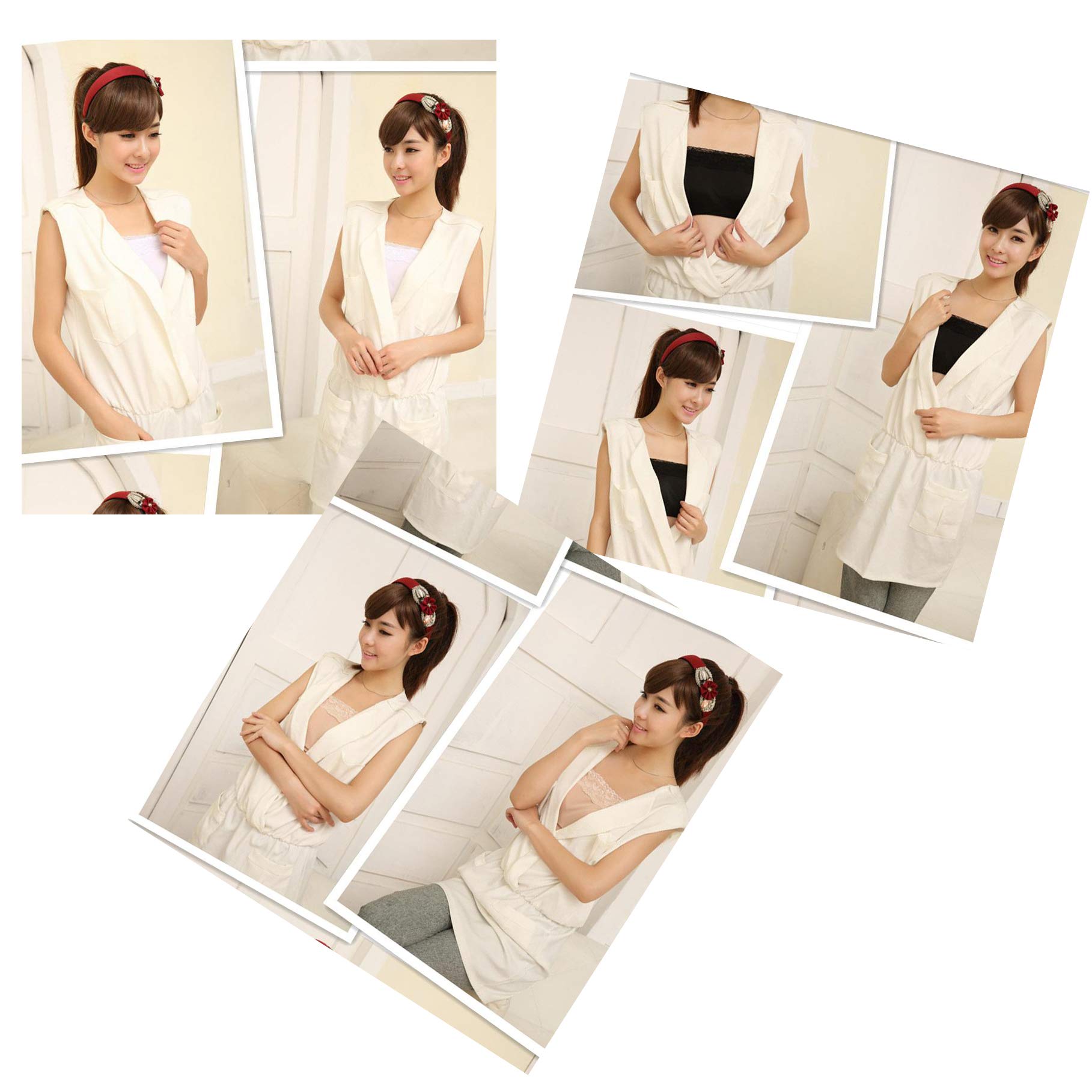 Chaleco, Secreto Camisole Clip Juego de 3 Sujetadores de Encaje para Mujer Blanco/Negro/Amarillo