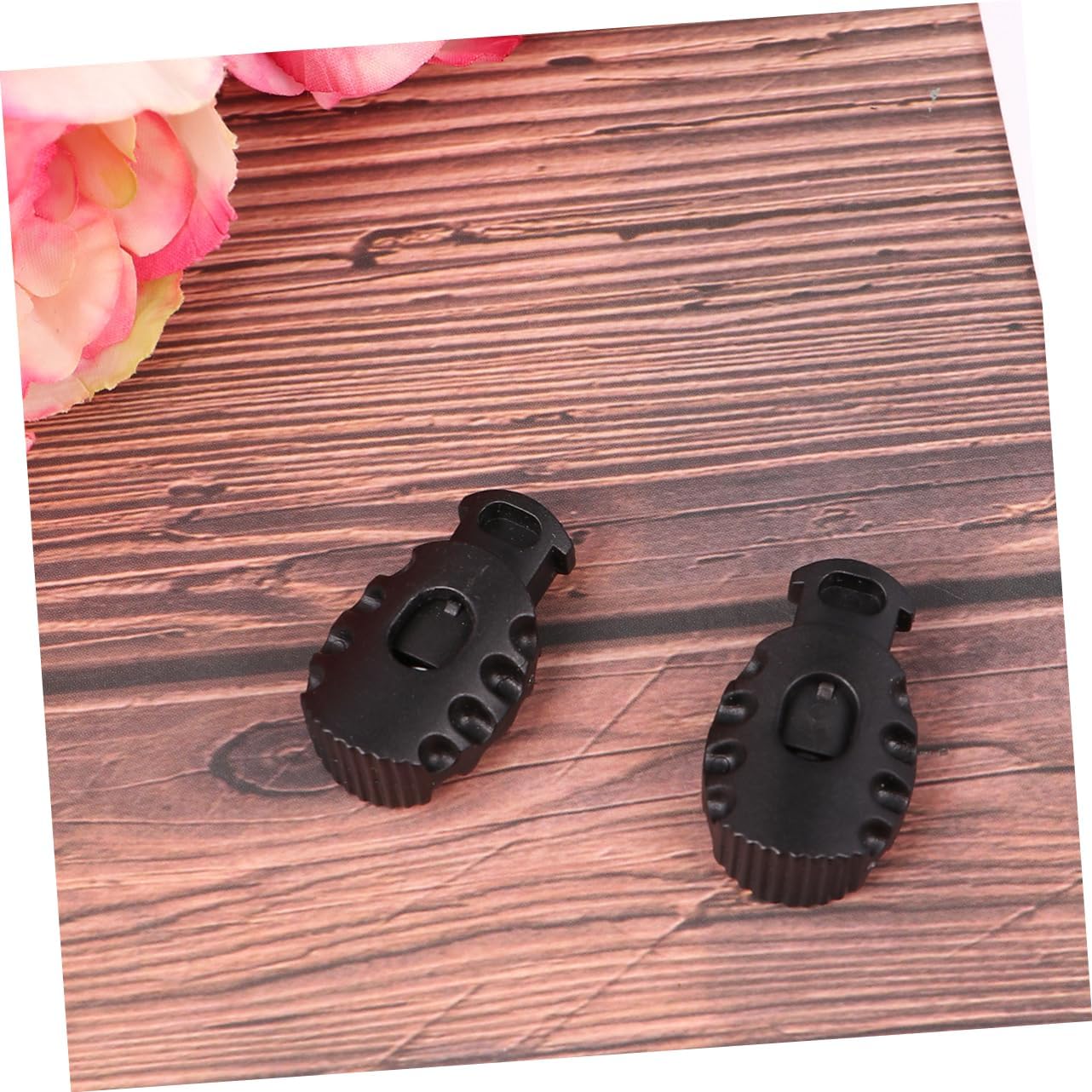 50pcs Durable Plastic Cord Locks Spring Loaded Toggle Clips for Drawstrings Elastic Cords and Lanyards Round Ball Shape for Camping Hiking and Black