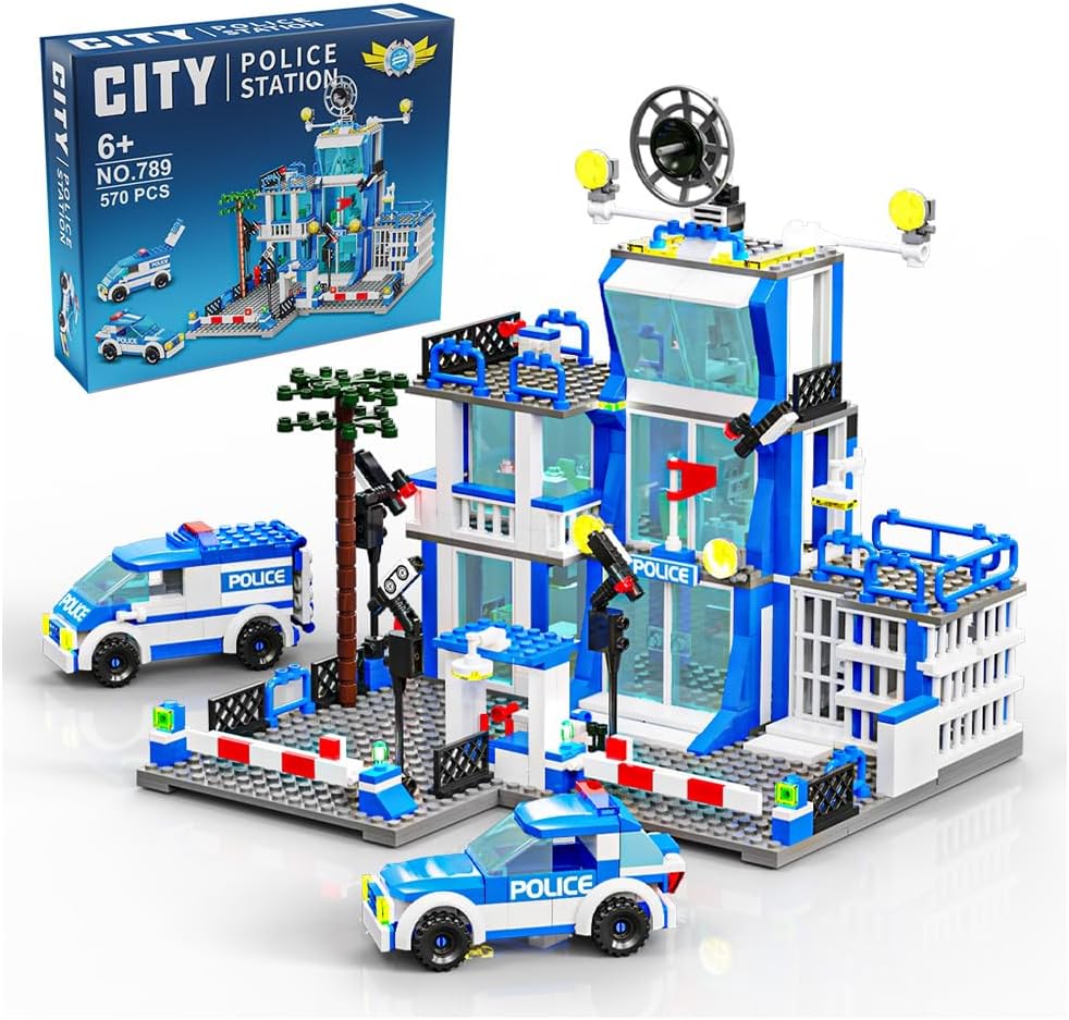 City Police Station Building Sets, 570pcs City Police Sets Toy Building Bricks Kit for Boys 8-12