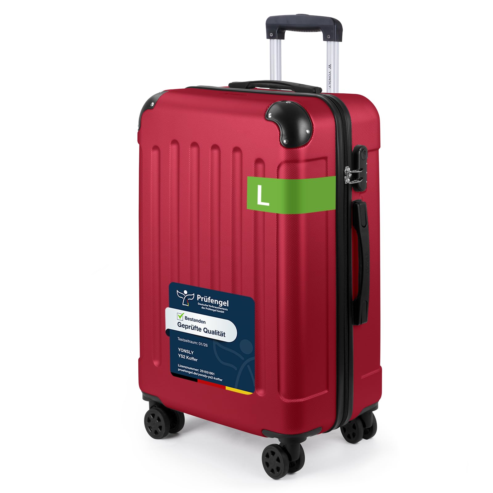 YONSLY Trolley Koffer Set, Reisekoffer, Rollkoffer Handgepäck, Kabinkoffer Suitcase, Gepäckset mit 360° Rollen, Hartschalenreisekoffer, Zahlenschloss, Gummigriff